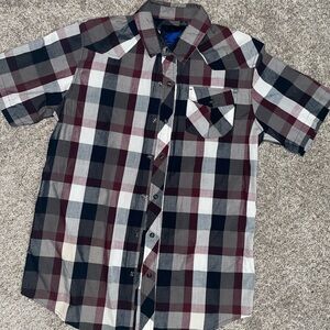 Men's Plaid Casual Button Down Shirt - Black, Gray, White, Red